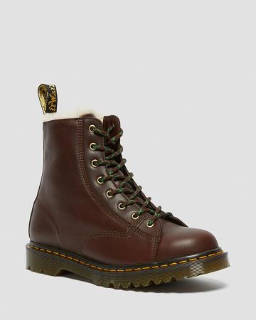 Botas de Invierno Dr Martens Barton Made in England Shearling Forro Cuero Hombre Marrom | MX 239ILH